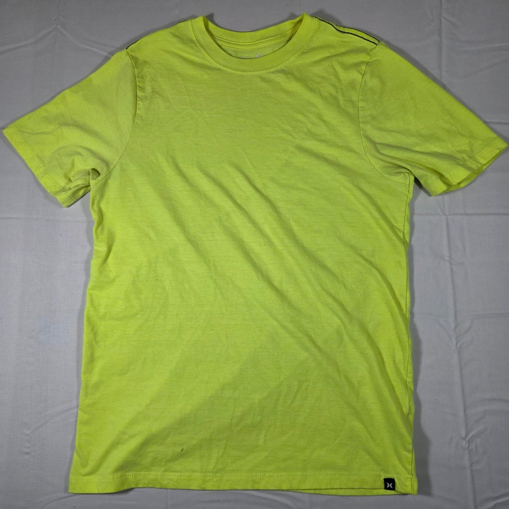 Hurley Mens Premium Fit T-Shirt Neon Yellow Lime Green Short Sleeve Size M